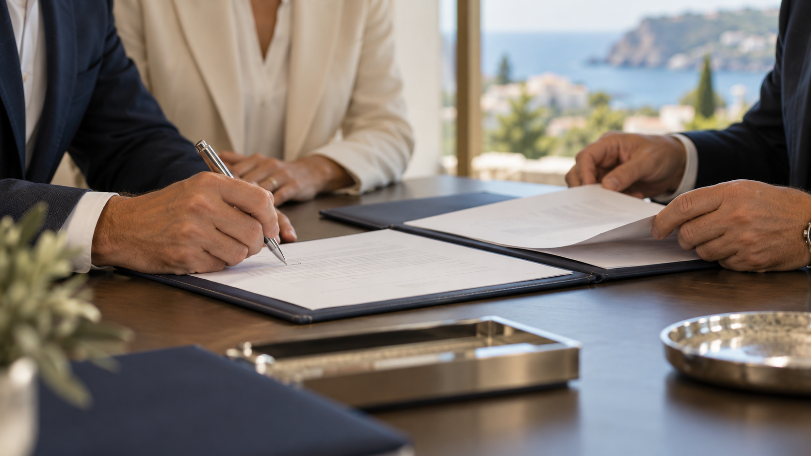 Firma y revisión de documentos de una compraventa inmobiliaria